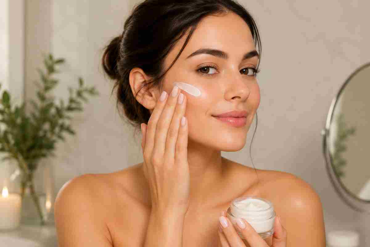 donna applica crema