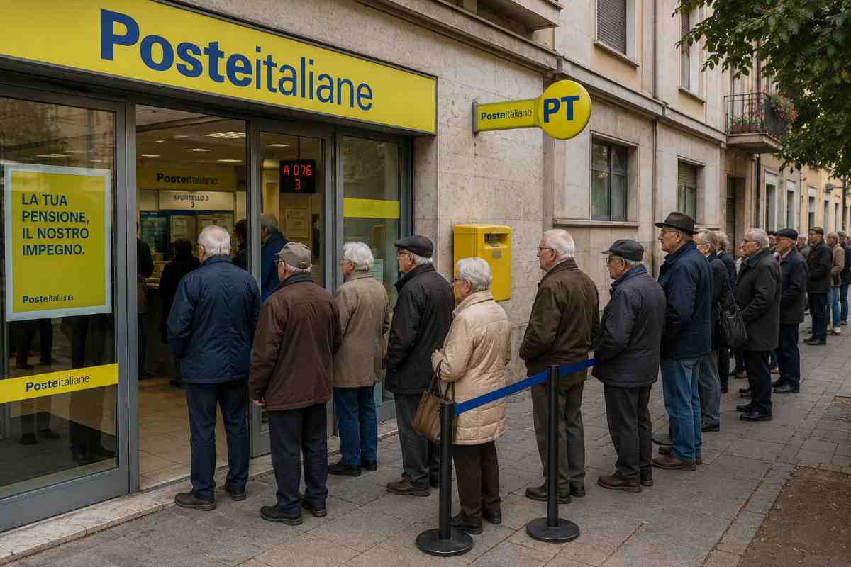 pensionati in fila alla posta